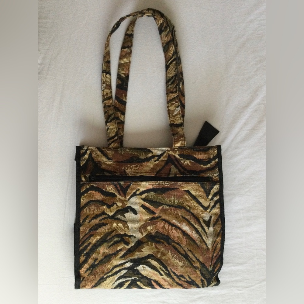 Jade Vintage Tiger Print Tapestry Tote Bag